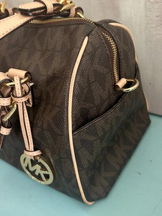 Michael Kors Grayson Monogram Leather Boston Bag Purse Matching Jet Set Wallet - Picture 8 of 16